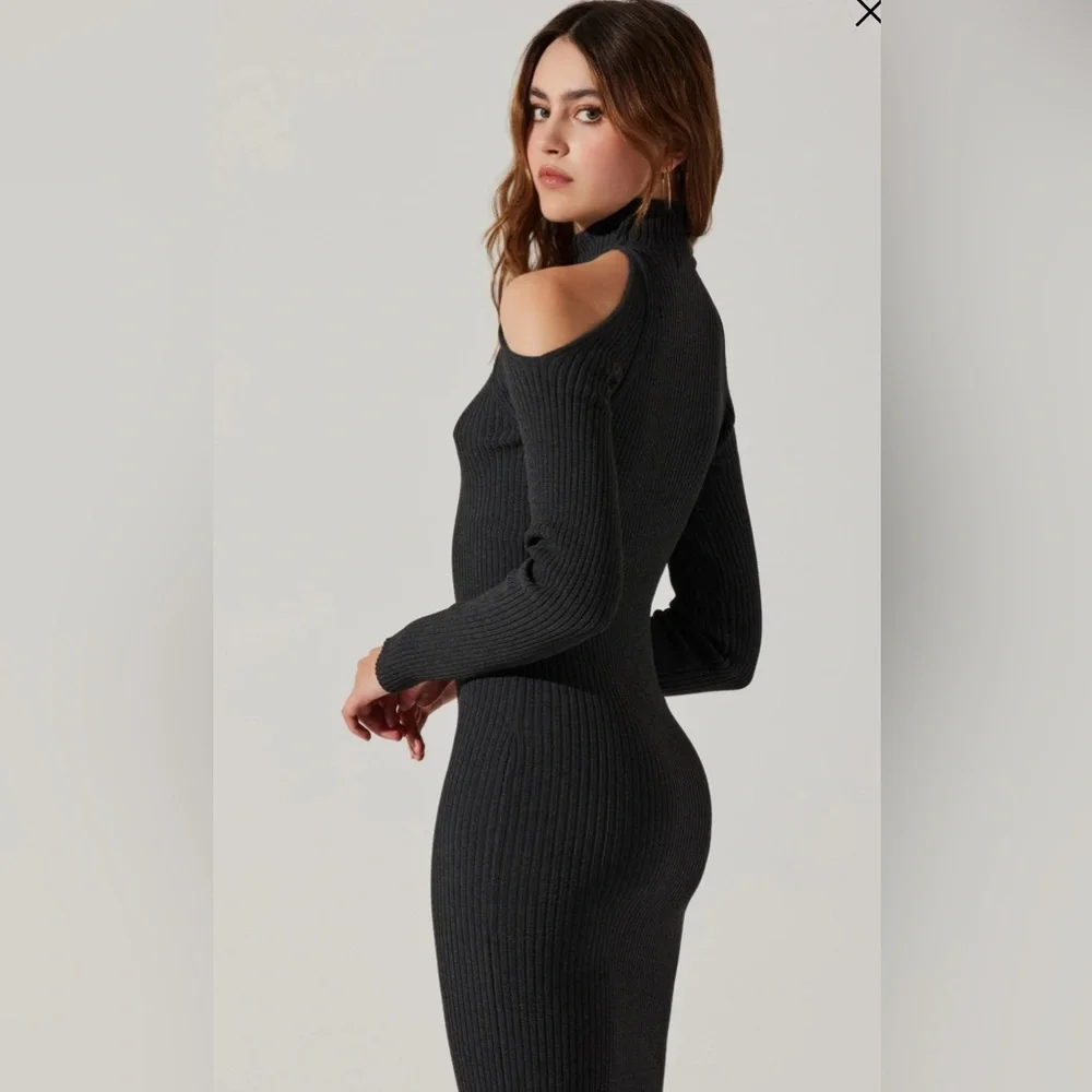 ASTR Cold Shoulder Mock Neck Sweater Dress - Picture 2 of 6